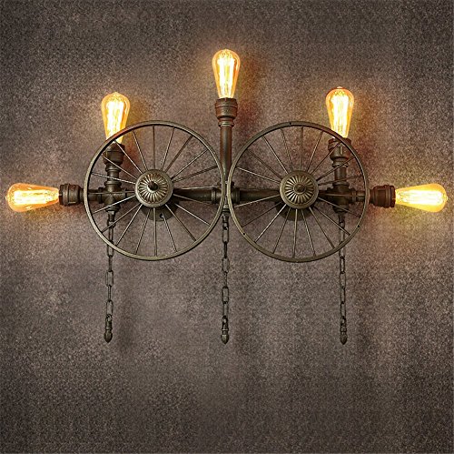 Industrial Vintage Wall Lights Iron Art Car Wheel Water Pipe Wall Lamp Retro E27 40W Max For Restaurant, Cafe, Bar, Kitchen,Bedroom steampunk buy now online