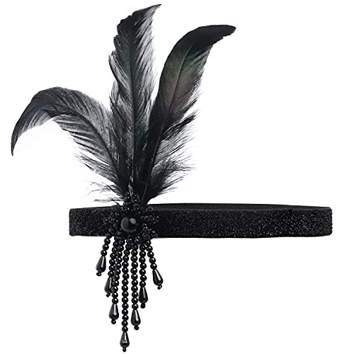 ArtiDeco 1920s Flapper Feather Headpiece Vintage 1920s Headband Beaded ...