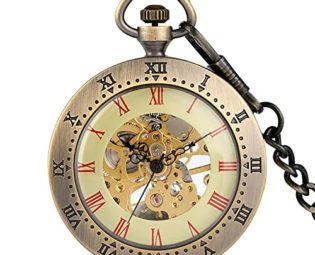 Gentleman Pocket Watch, Pocket watch,Retro Roman numeral display open face manual mechanical pocket watch (Color : Bronze) steampunk buy now online
