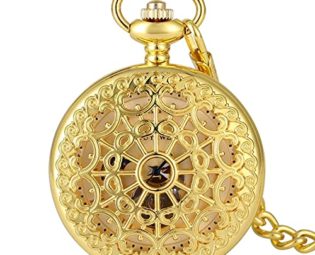 Gentleman Pocket Watch, Pocket watch,Hollow Roman Numerals Display Hand Winding Retro Mechanical Pocket Watch Men's Gift (Color : Gold) steampunk buy now online