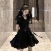 Yunbai Lolita Dresses Gothic Lolita Dress Lovely Dress Square Collar Japanese Style Loli Clothes Halloween Costumes For Women Black Dress Slim (Color : Black Dress, Size : Small) steampunk buy now online