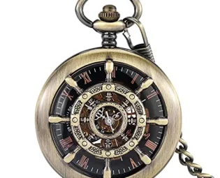 Gentleman Pocket Watch, Pocket watch,Hollow Rudder Manual Mechanical Pocket Watch Roman Numerals Black Dial Men (Color : Bronze) steampunk buy now online