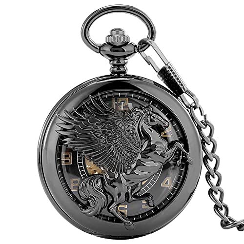Gentleman Pocket Watch, Pocket watch,Antique Bronze/Black Manual Mechanical Pocket Watch Men's and Women's Gifts (Color : Black) steampunk buy now online