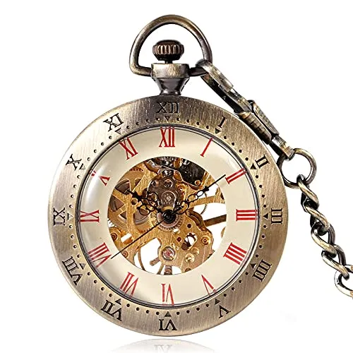 Gentleman Pocket Watch, Pocket watch,Mechanical pocket watch with chain classic pendant nurse gift (Color : Bronze) steampunk buy now online