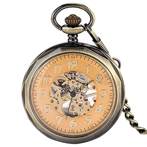 Gentleman Pocket Watch, Pocket watch,Coverless manual mechanical pocket watch with Arabic numerals dial (Color : Bronze) steampunk buy now online
