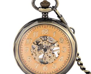 Gentleman Pocket Watch, Pocket watch,Coverless manual mechanical pocket watch with Arabic numerals dial (Color : Bronze) steampunk buy now online