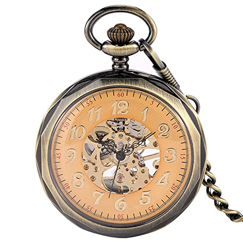 Gentleman Pocket Watch, Pocket watch,Coverless manual mechanical pocket watch with Arabic numerals dial (Color : Bronze) steampunk buy now online