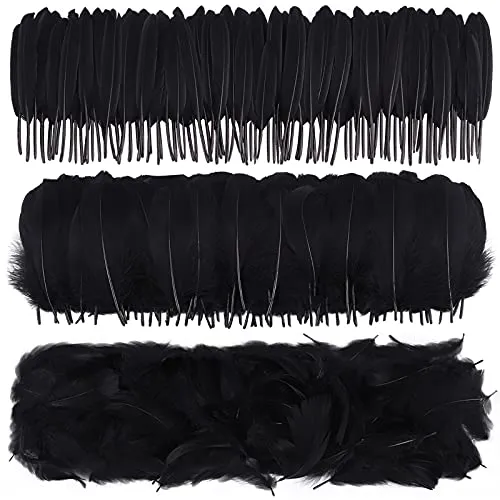 durony 300 Pieces Features Natural Colored Crafts Feathers DIY Dream Catchers Feathers Craft Feathers for DIY Crafts Decorations, Black steampunk buy now online