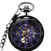 Gentleman Pocket Watch, Pocket watch,Roman Numerals Mechanical Men's and Women's Chain Hollow Manual Winding Pocket Watch (Color : Black) steampunk buy now online