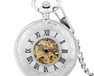 Gentleman Pocket Watch, Pocket watch,Hollow double-sided opening mechanical pocket watch (Color : Silver) steampunk buy now online