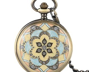 Gentleman Pocket Watch, Pocket watch,Steampunk Crystal Flower Mechanical Pocket Watch Hollow Roman Numerals (Color : Bronze) steampunk buy now online