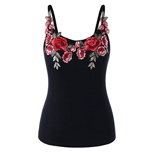 Kobay Women Sexy Tank Tops, Ladies' Plus Size Rose Embroidery Floral Camisole Tops Shirt Blouse Fashion steampunk buy now online