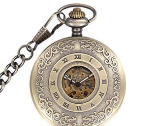 Gentleman Pocket Watch, Pocket watch,Vintage Copper Grain Hand Wind Mechanical Pocket Watch Roman Dial Necklace (Color : Bronze) steampunk buy now online