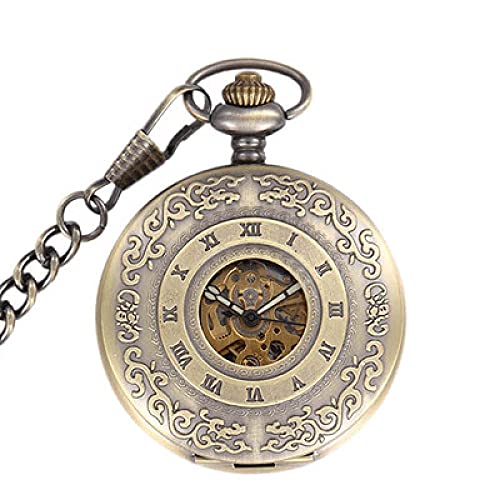 Gentleman Pocket Watch, Pocket watch,Vintage Copper Grain Hand Wind Mechanical Pocket Watch Roman Dial Necklace (Color : Bronze) steampunk buy now online