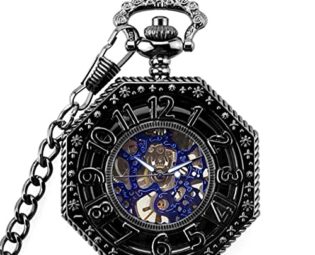 Gentleman Pocket Watch, Pocket watch,Men's steampunk mechanical broken pocket watch (Color : Black) steampunk buy now online