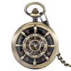 Gentleman Pocket Watch, Pocket watch,Brass skeleton manual mechanical pocket watch with Roman numerals and black dial (Color : Bronze) steampunk buy now online