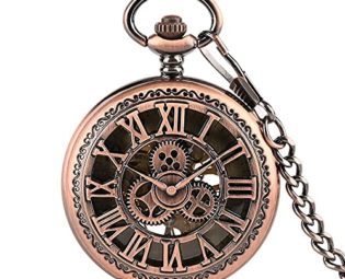Gentleman Pocket Watch, Pocket watch,Vintage Rose Gold Roman Numeral Gear Mechanical Pocket Watch Men's and Women's Gifts (Color : Rosegold) steampunk buy now online
