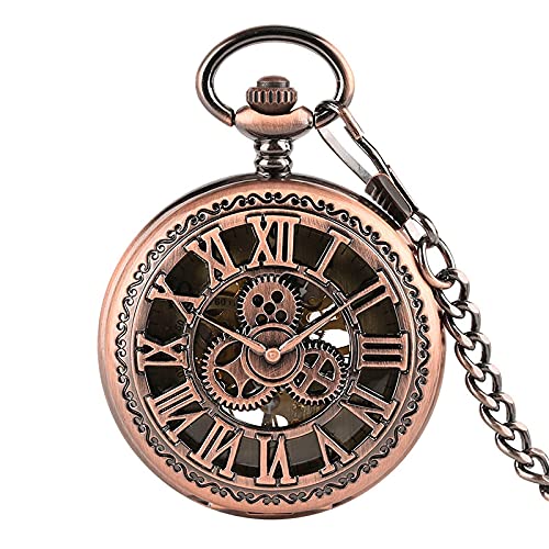 Gentleman Pocket Watch, Pocket watch,Vintage Rose Gold Roman Numeral Gear Mechanical Pocket Watch Men's and Women's Gifts (Color : Rosegold) steampunk buy now online
