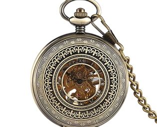 Gentleman Pocket Watch, Pocket watch,Hollow Bronze Manipulator Hand Winding Pocket Watch Roman Numerals Display Male (Color : Bronze) steampunk buy now online