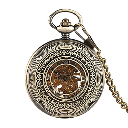 Gentleman Pocket Watch, Pocket watch,Hollow Bronze Manipulator Hand Winding Pocket Watch Roman Numerals Display Male (Color : Bronze) steampunk buy now online