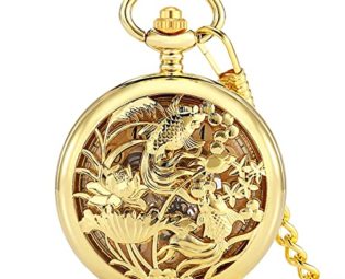 Gentleman Pocket Watch, Pocket watch,Gold Hollow Manual Mechanical Men's Arabic Numeral Dial Pocket Watch (Color : Gold) steampunk buy now online