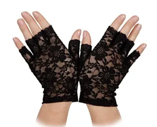 Ladies Short Lace Gloves Black Accessory for 80s 50s Victorian Fancy Dress steampunk buy now online