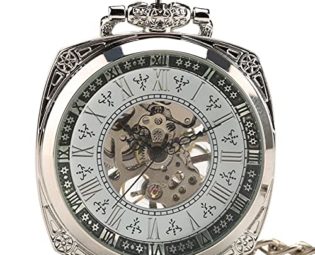 Gentleman Pocket Watch, Pocket watch,Carved hand wind mechanical pocket watch men's accessories gift (Color : Silver) steampunk buy now online