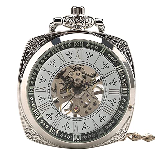 Gentleman Pocket Watch, Pocket watch,Carved hand wind mechanical pocket watch men's accessories gift (Color : Silver) steampunk buy now online