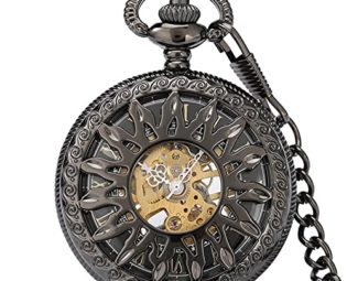 Gentleman Pocket Watch, Pocket watch,Roman Numerals Mechanical Black Manual Winding Men's Pocket Watch (Color : Black) steampunk buy now online