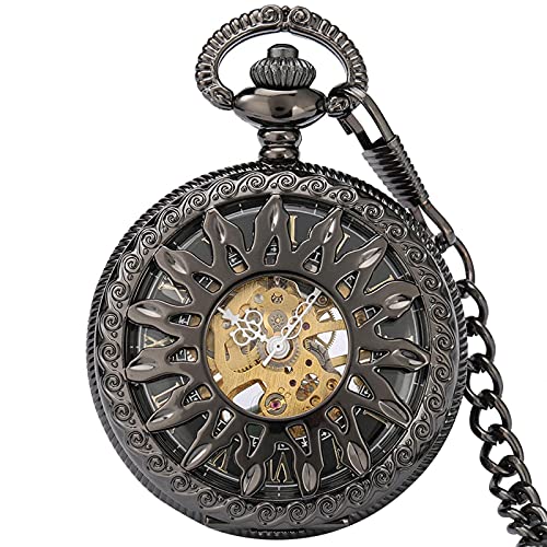 Gentleman Pocket Watch, Pocket watch,Roman Numerals Mechanical Black Manual Winding Men's Pocket Watch (Color : Black) steampunk buy now online
