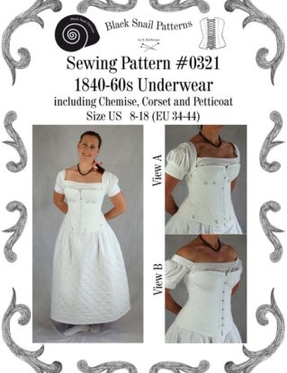 1840s to 60s Underwear, late Romantic, early Victorian, Corset, Chemise, Petticoat Sewing Pattern #0321 Size US 8-30 (EU 34-56) Pdf Download by BlackSnailPatterns steampunk buy now online