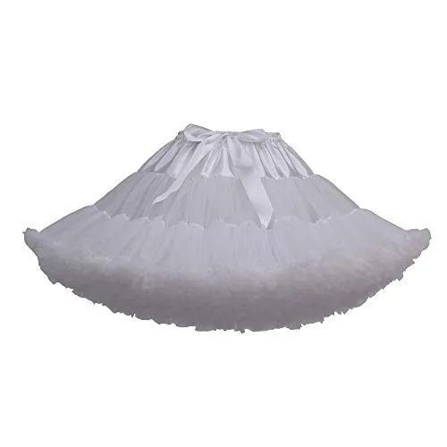 Tmade Women's Tulle Petticoat Tutu Party Multi-Layer Puffy Cosplay Skirt, White, Length 40cm, Waist 56-100cm steampunk buy now online