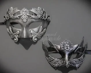 4everStore Couples Masquerade Mask, Silver Masquerade Mask, Masquerade Ball Mask Steampunk, Mens Masquerade Mask, Masquerade Masks Women by 4everstore steampunk buy now online