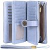TEUEN Ladies Leather Purse Large Capacity Womens Wallets RFID Blocking with Wrist Strap 26 Card Slots, Ladies Purse Wallet with Zip Pocket Coins Compartment Leather Purses for Women (Blue2) steampunk buy now online