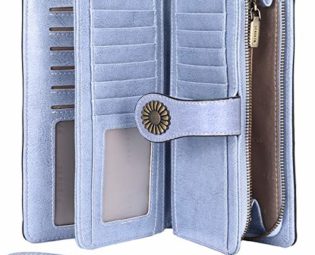 TEUEN Ladies Leather Purse Large Capacity Womens Wallets RFID Blocking with Wrist Strap 26 Card Slots, Ladies Purse Wallet with Zip Pocket Coins Compartment Leather Purses for Women (Blue2) steampunk buy now online