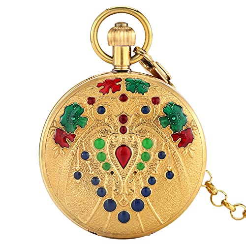 Gentleman Pocket Watch, Pocket watch,Double open double shell automatic mechanical gold digital dial portable necklace (Color : YINSE) steampunk buy now online