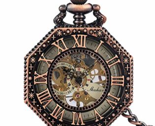 Gentleman Pocket Watch, Pocket watch,Octagonal manual mechanical pocket watch with retro Roman numerals and manual winding (Color : Redcopper) steampunk buy now online