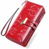 LUROON Ladies Purse RFID Blocking Women Purses Large Capacity Ladies Leather Wallets with 24 Credit Card Slots, Ladies Clutch Long Wallet with Zipper Pocket & Wrist Strap (Red 02) steampunk buy now online