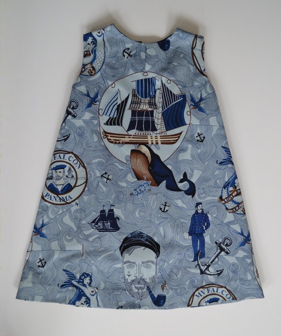 6 Years Girls Dress - Land Ashore! Steam Punk Whaler's Tall Ship Fishing Print by BluebellandtheFox steampunk buy now online