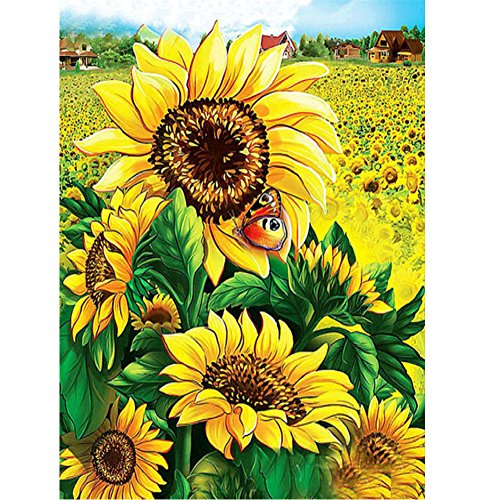 MXJSUA DIY 5D Diamond Painting Kits Full Drill Round Crystal Rhinestone Pictures Arts Craft for Home Wall Decor Gift Sunflower 30x40cm steampunk buy now online