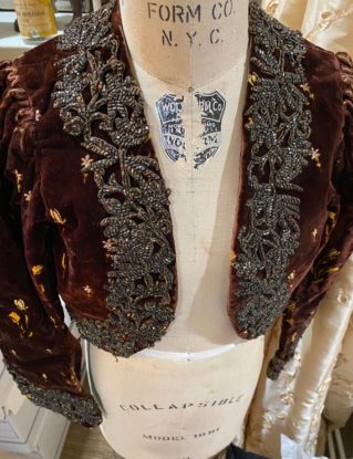Antique silk velvet top bodice Victorian silk embroidered velvet by TheVelvetValet steampunk buy now online