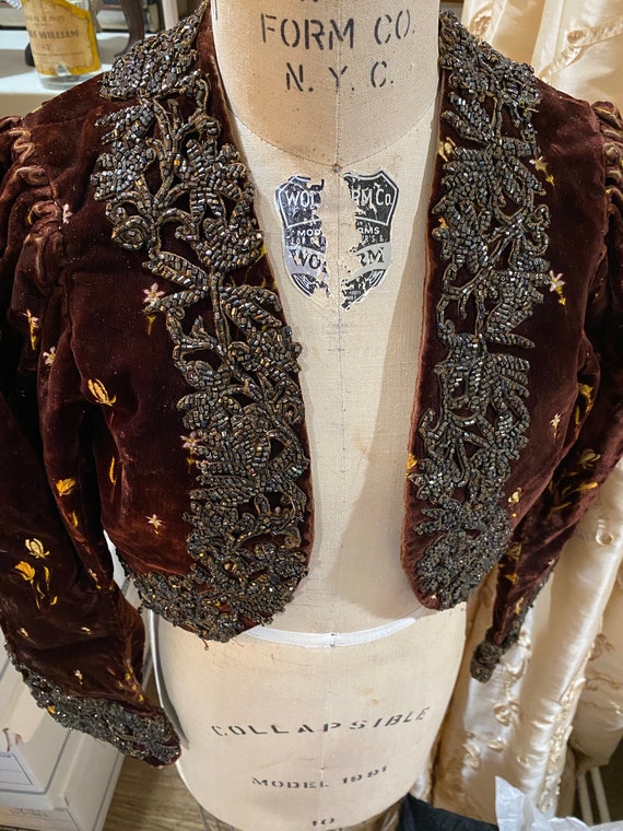 Antique silk velvet top bodice Victorian silk embroidered velvet by TheVelvetValet steampunk buy now online