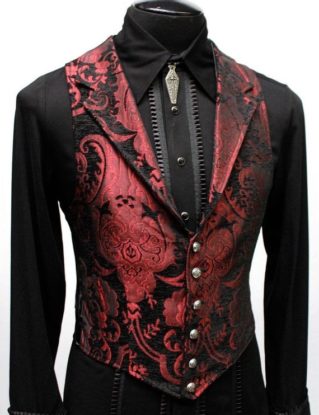 ARISTOCRAT VEST - Red/Black Tapestry by ShrineofHollywood steampunk buy now online