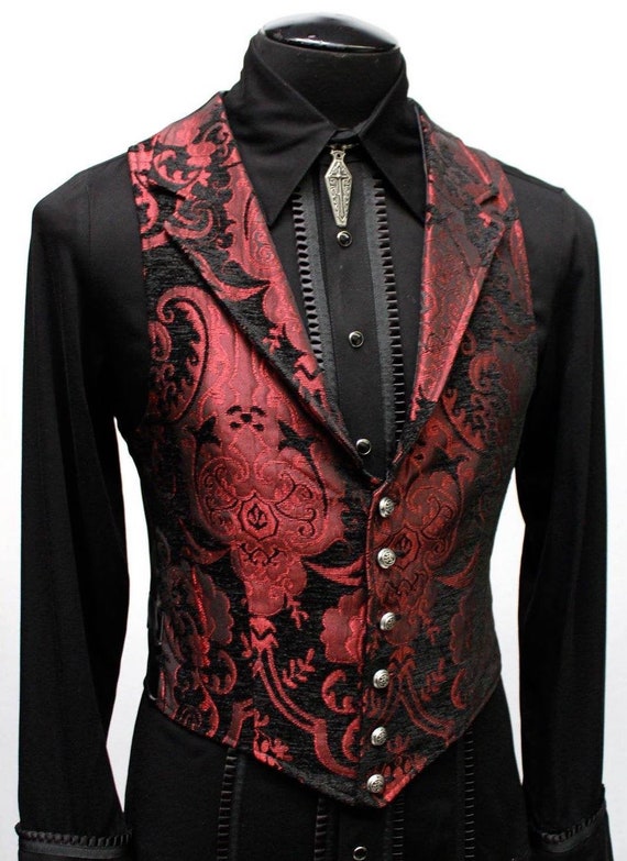ARISTOCRAT VEST - Red/Black Tapestry by ShrineofHollywood steampunk buy now online