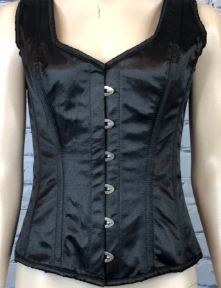 Black Satin Burlesque Goth Steampunk Bustier Lace Up Corset Top M L by DivaInWonderland steampunk buy now online