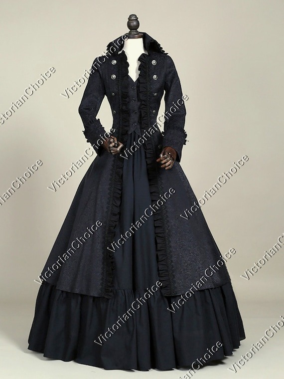 Black Victorian Steampunk Dress, Gothic Military Coat Dress, Women's Captain Hook Costume, Witch Costume, Voodoo Magic Costume for Women by VictorianChoice steampunk buy now online