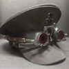 Cotton Black Military Hat with Red land optical goggles and Black skull in Size 57,58,59cm by SteamPunkMastery steampunk buy now online
