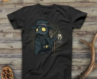 Cute Plague Doctor with Lantern Tee by DeerFriendChicago steampunk buy now online