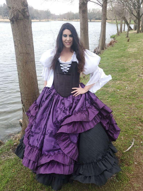 Deluxe Purple Ribbon Saloon Skirt, Pirate Skirt, Victorian Vampire Ballgown, Renaissance, Halloween, Steampunk Wedding, Costume Wedding by SilverLeafCostumes steampunk buy now online