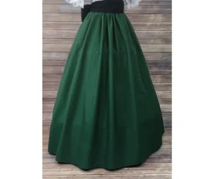Green Skirt and Sash - Renaissance Civil War Victorian Southern Belle LARP Cosplay Dickensonian Pioneer-dress costume-cotton-drawstring by ArtsyCreations423 steampunk buy now online